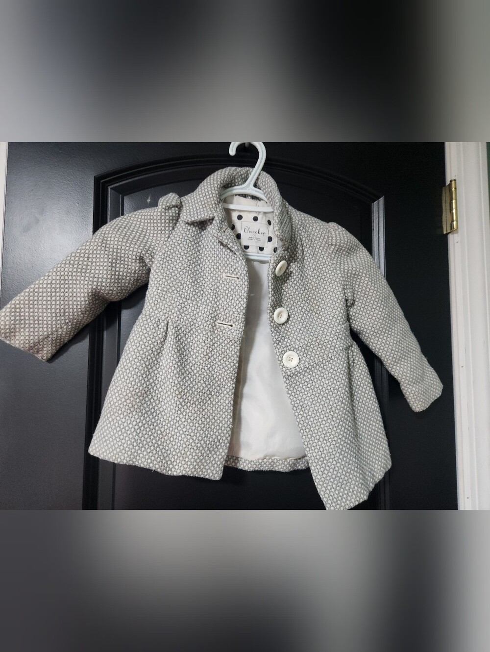 Cherokee Kids Cream Textured Pea Coat Size 3T